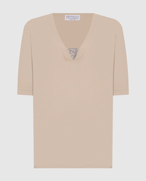 Brunello Cucinelli Beige top with monil chain M0TC8EL692