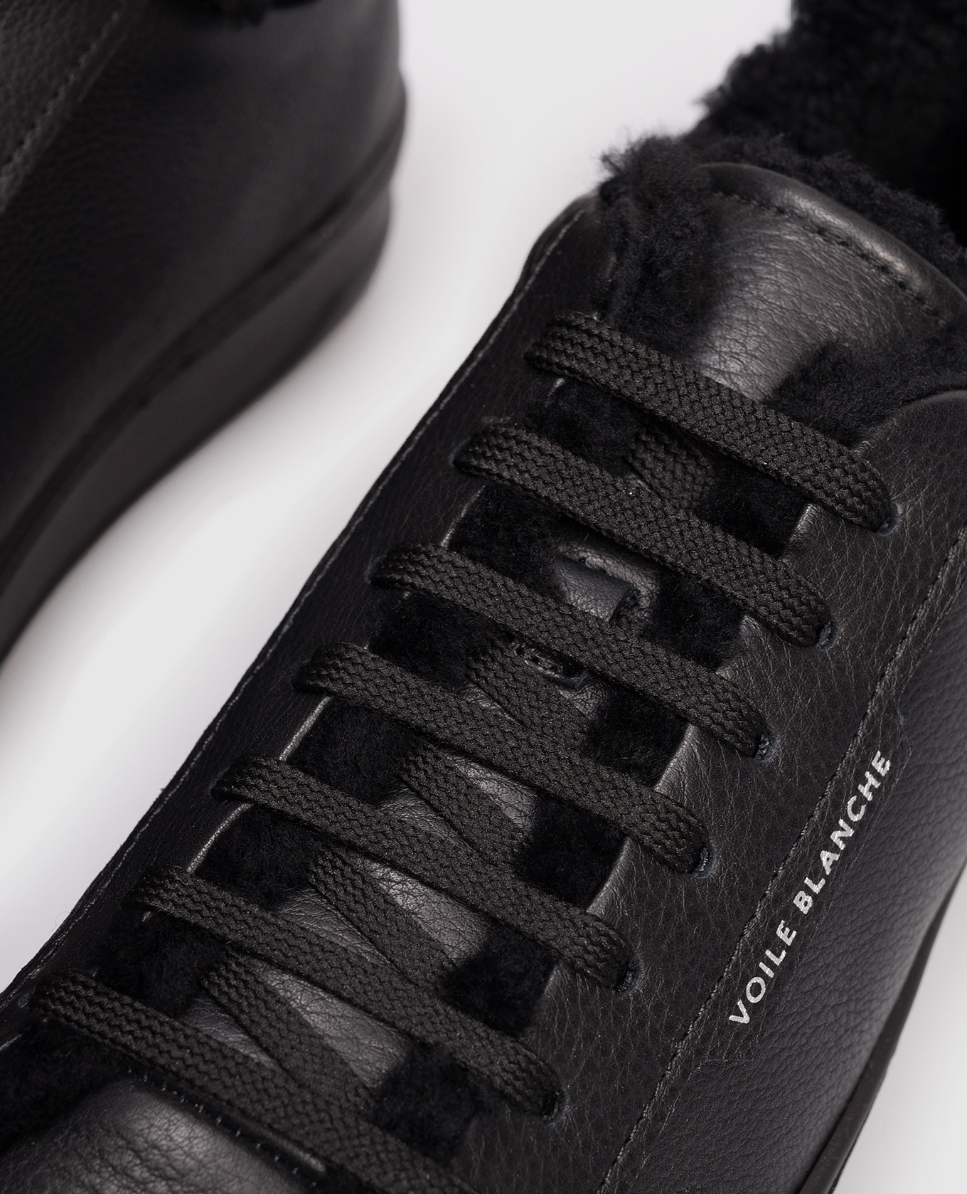 

Black leather sneakers LAYTON CLEAN with fur Voile Blanche