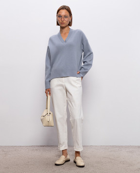 Peserico Blue wool, silk and cashmere pullover A99276F07K09283