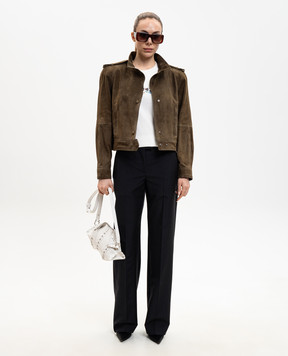 Babe Pay Pls Khaki suede jacket with accent shoulders 2407ИЗМSUEDE