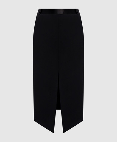 Black wool pencil skirt