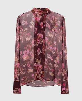 Nissa Burgundy blouse with floral print TOP16853