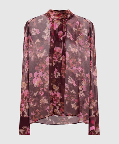 Chemisier bordeaux à imprimé floral