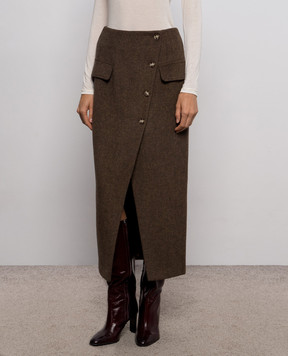 Twinset Brown midi skirt with wool 262LI2CBB
