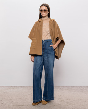 Twinset Brown poncho with hood 262LI4BLL