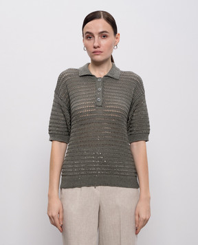 Peserico Green openwork top with polo collar S99120F0509110