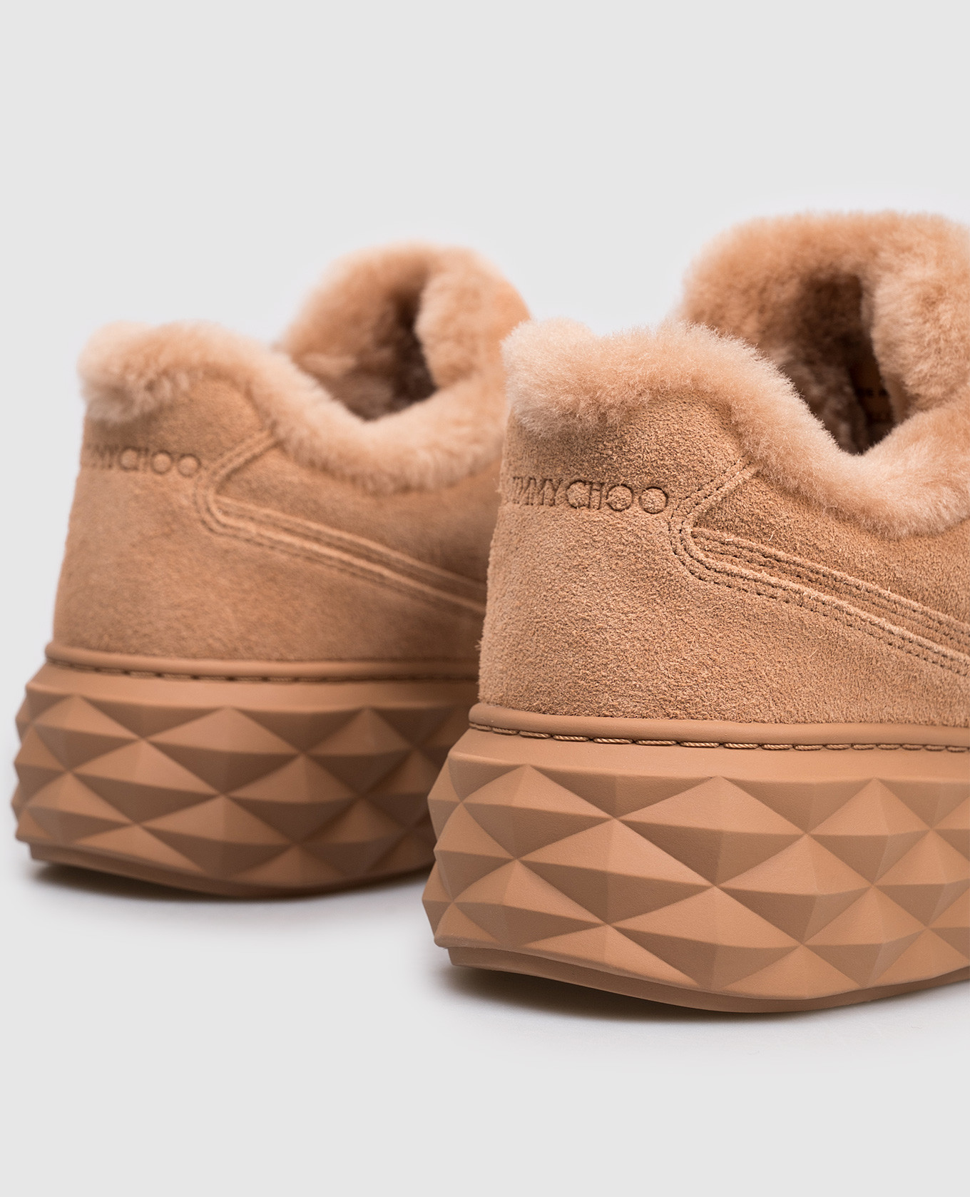 

Beige suede sneakers with fur Retro Diamond Maxi Jimmy Choo