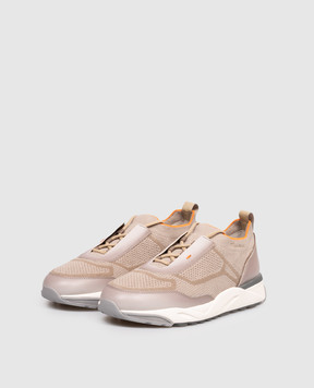 Santoni Brown combination sneakers with logo MBIO22135BGRCOTZ
