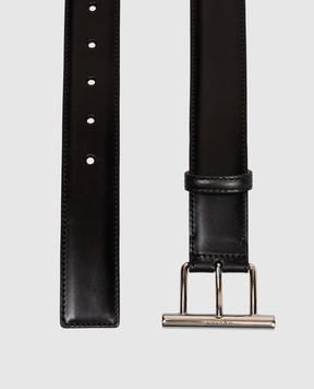 Alexander McQueen Black leather belt with logo engraving 8044991BR0I
