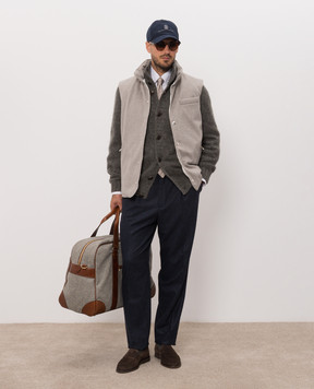 Brunello Cucinelli Gray cashmere and silk cardigan MET302106