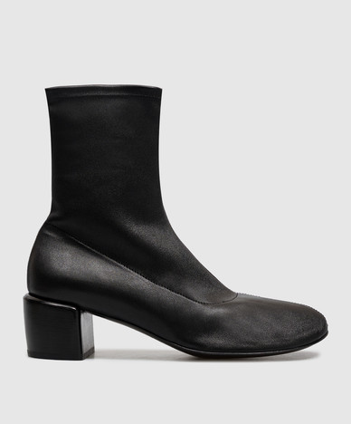 Schwarze Leder-Ankle-Boots Flore