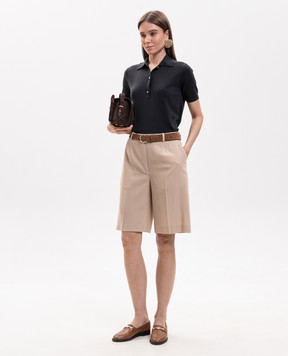 Max Mara Green POMPOSA polo shirt with silk and cashmere SMMPOMPOSA