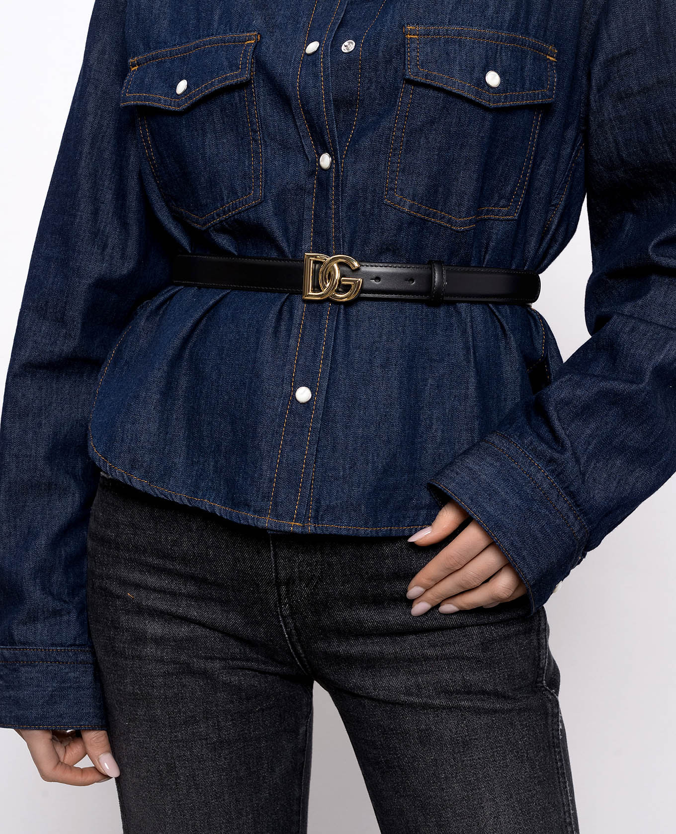 

Black leather belt with logo Dolce&Gabbana