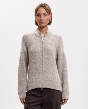 Peserico Beige alpaca cardigan with sequins A99975F05G9100