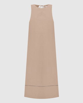 Peserico Beige dress with monil chain A0271901979