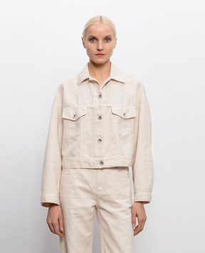 Brunello Cucinelli Ivory denim jacket with monil chain ML9967674
