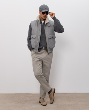 Brunello Cucinelli Grey wool and cashmere cardigan M2400106