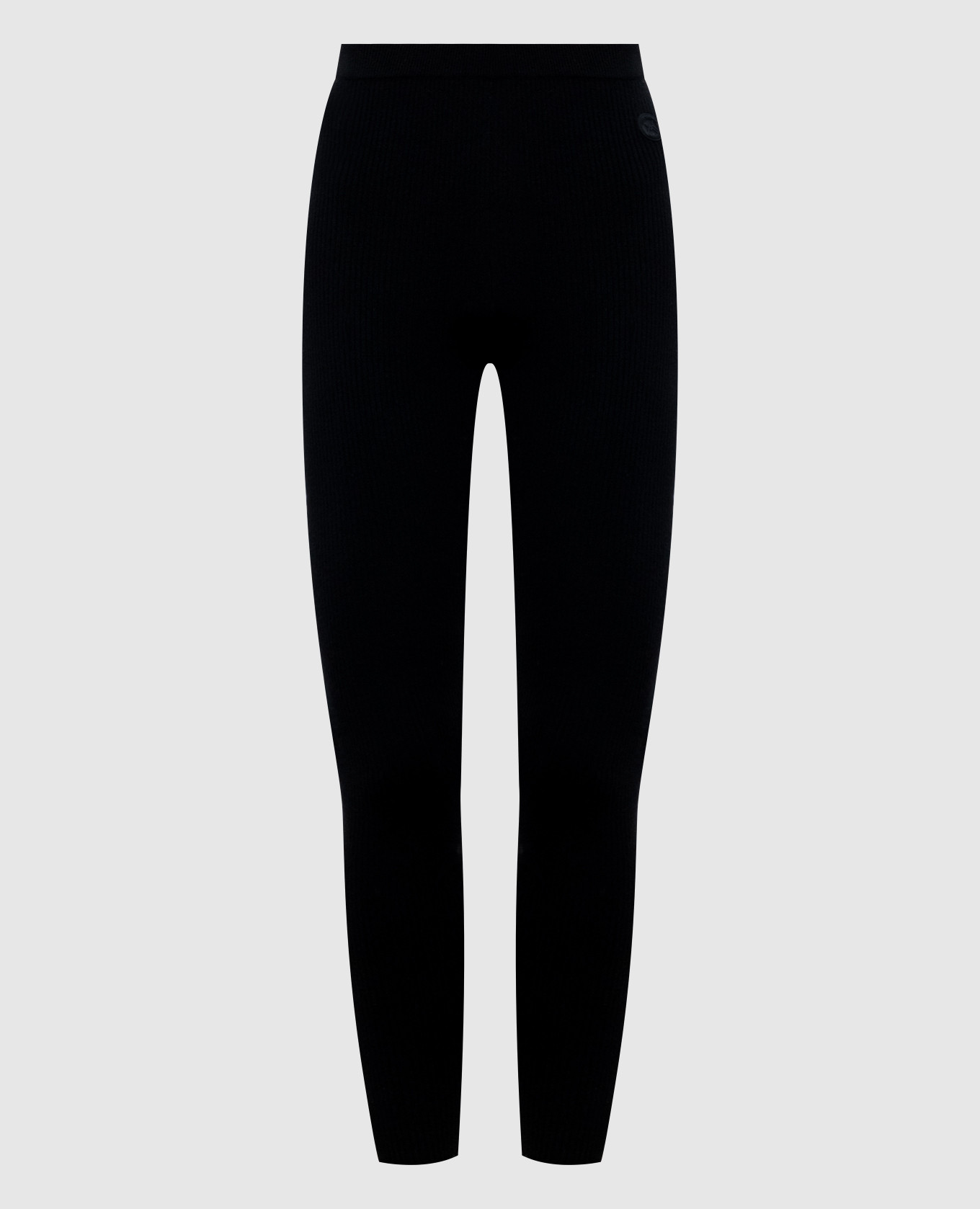 Black ribbed wool and cashmere leggings