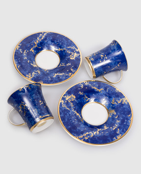 Stefano Ricci Set of porcelain coffee cups with printed saucers OTC001STONE24pz