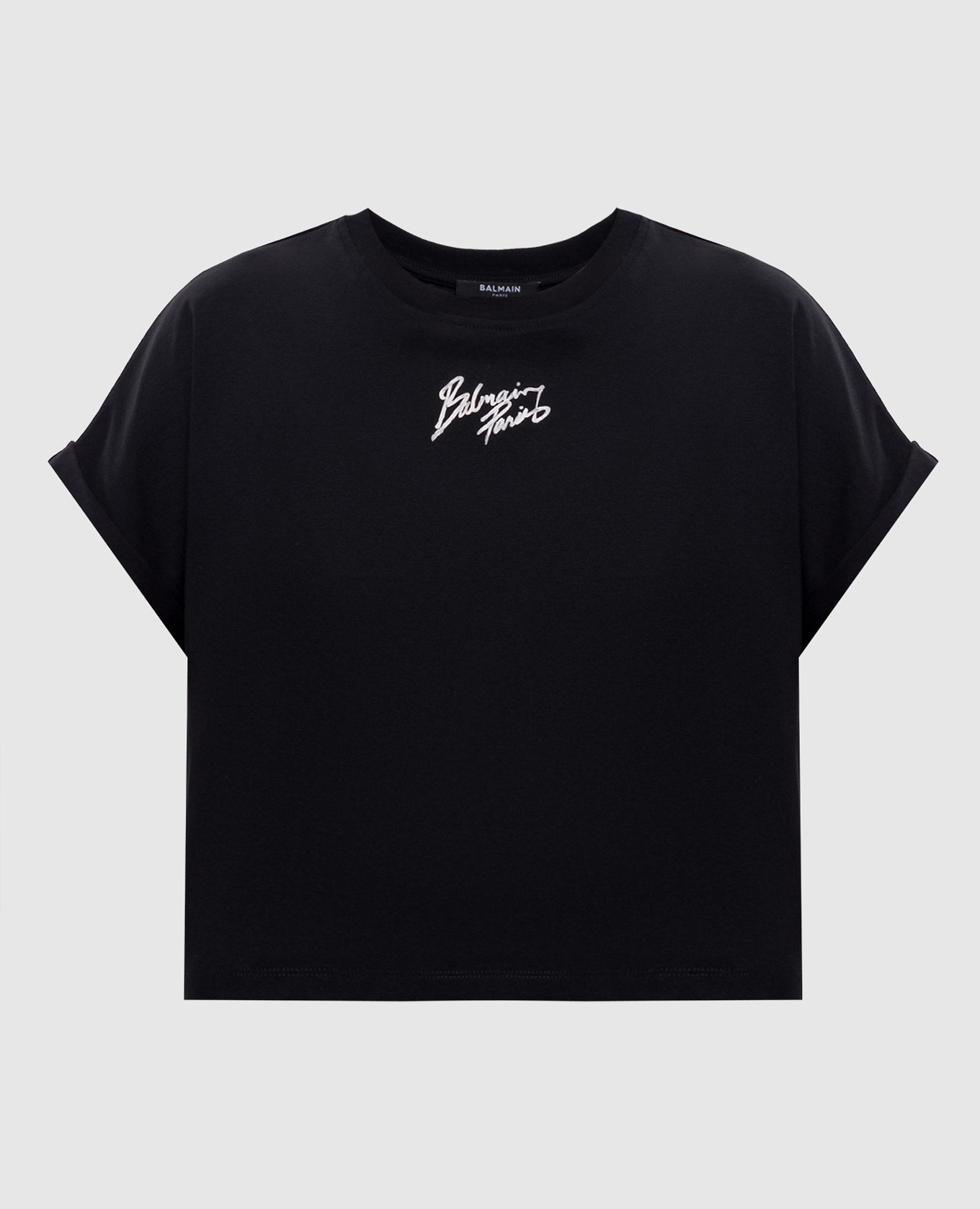

Black cropped T-shirt with logo Balmain