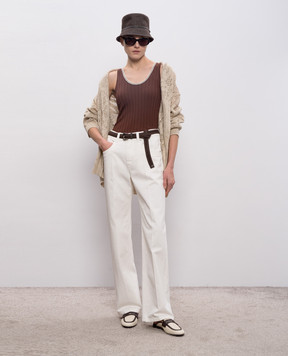Brunello Cucinelli Brown wool and cashmere tank top with chain M14817210