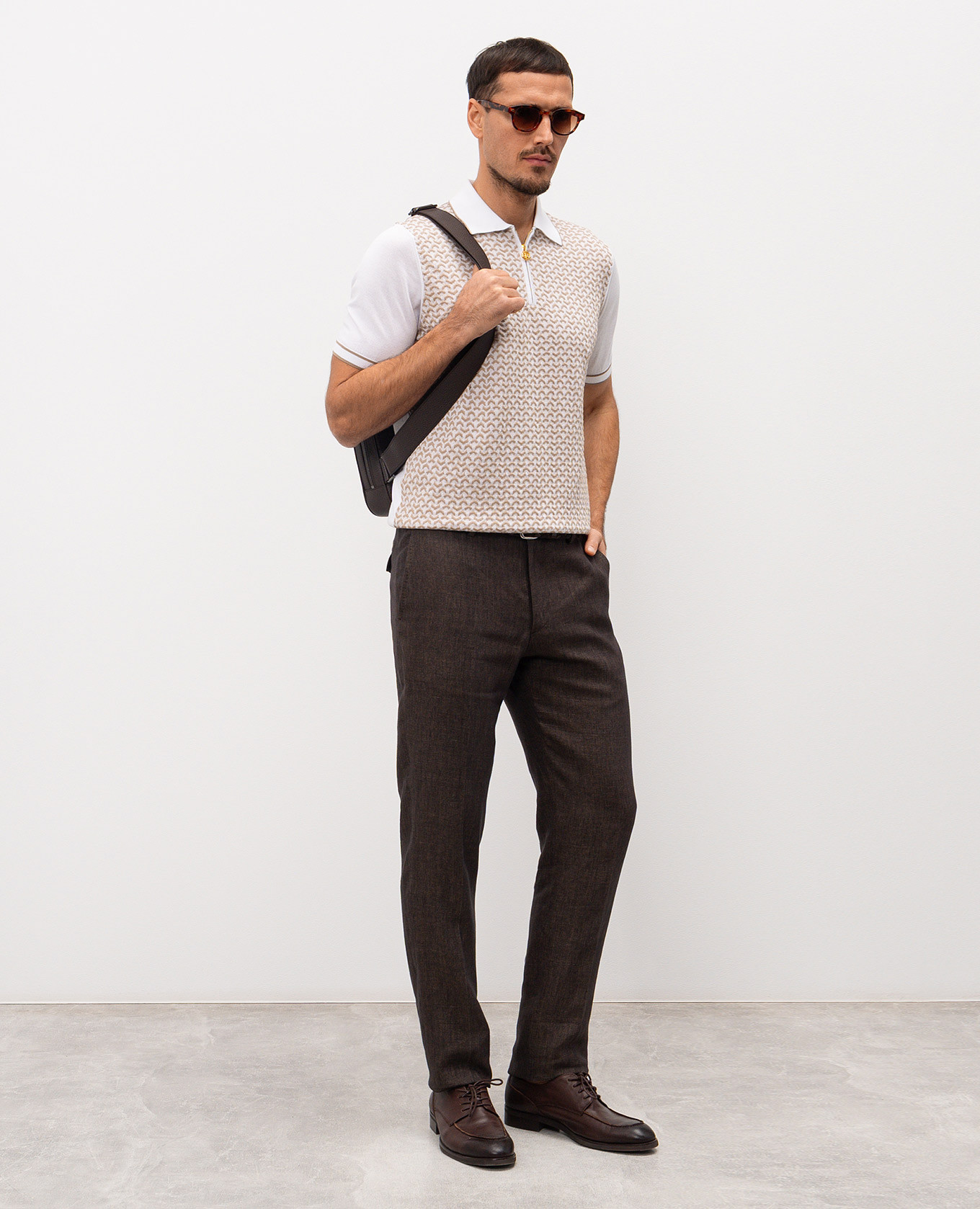 

White silk polo with logo Stefano Ricci