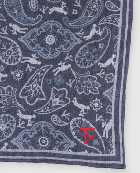 ISAIA Blue printed silk pachet scarf FZOOO5FZ821