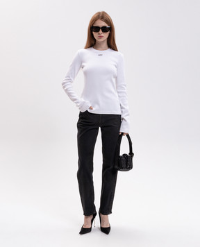 Off-White Ivory ribbed long-sleeve top 2FB00674T