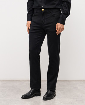 Stefano Ricci Black jeans with logo patch MFT61B1091T109BK