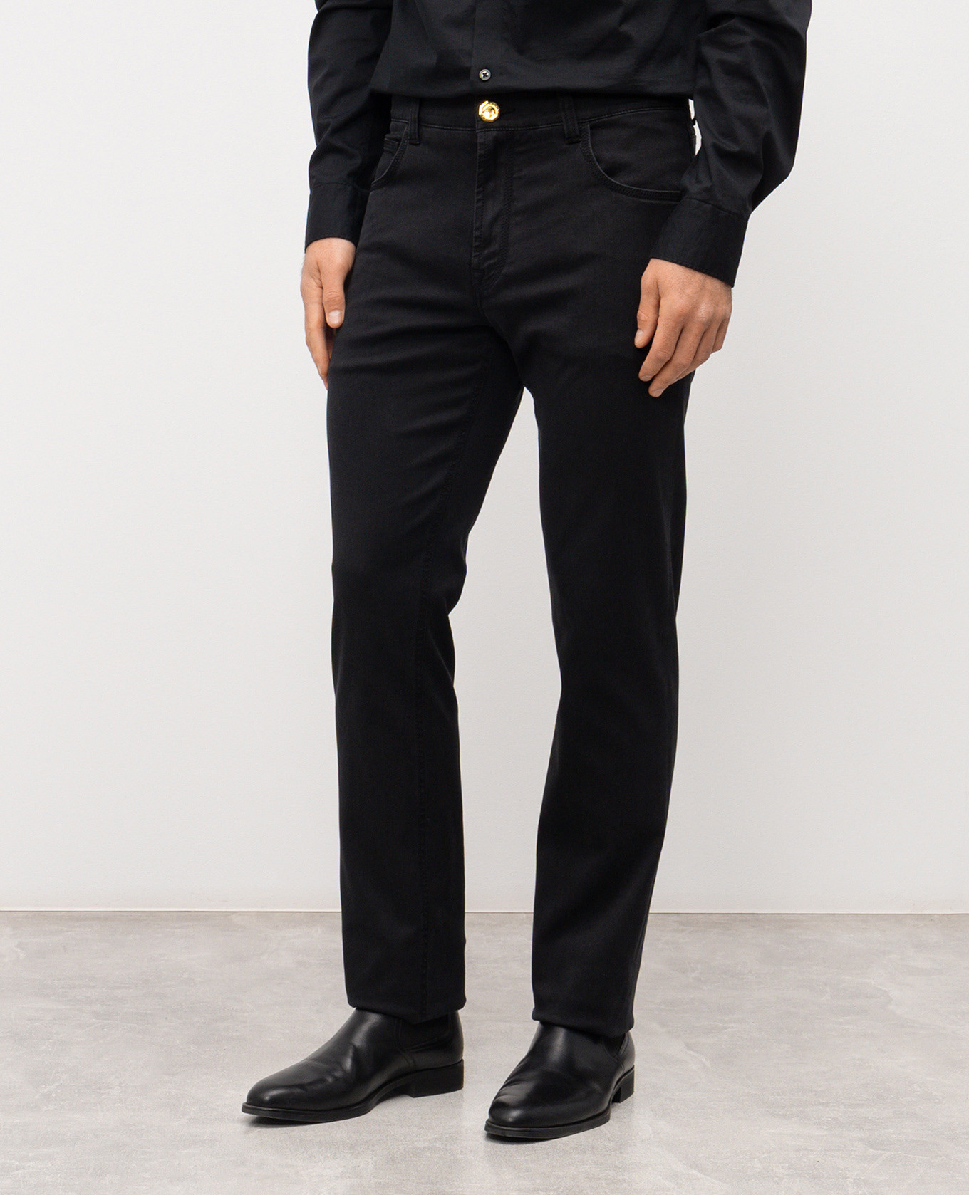 

Black jeans with logo patch Stefano Ricci