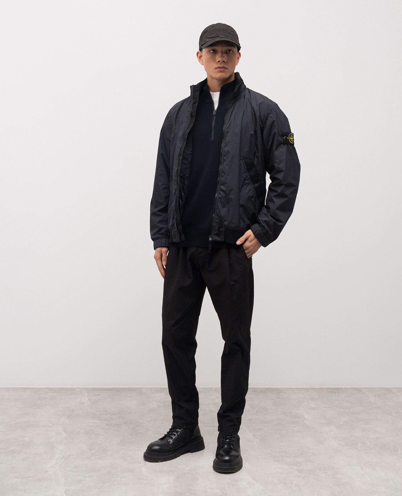 Blue windbreaker with logo Stone Island 2