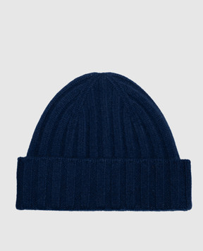 Castangia dal 1850 Blue ribbed cashmere hat CACHEMIREHAT