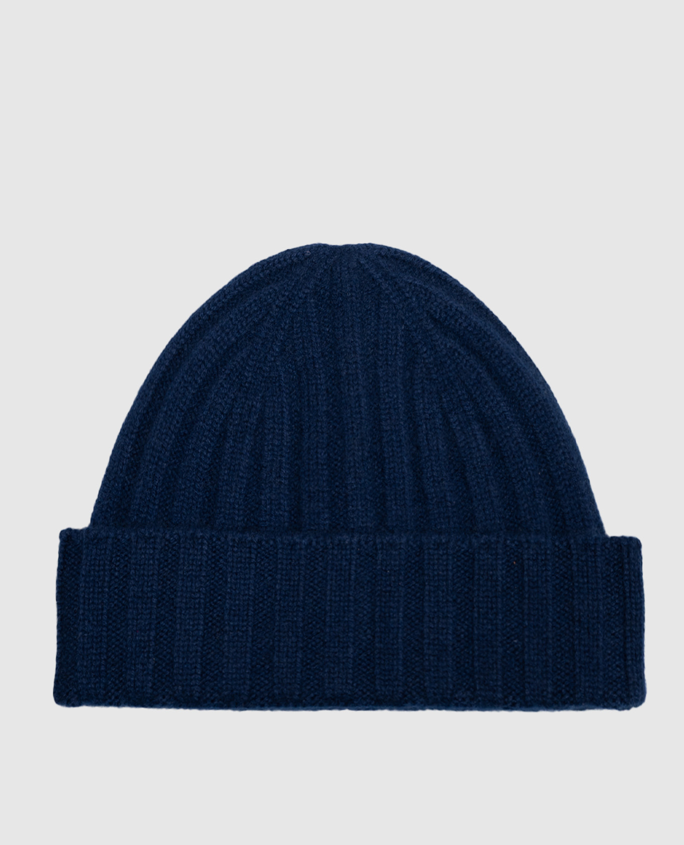 Blue ribbed cashmere hat