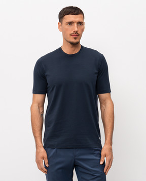 Enrico Mandelli Blue T-shirt with engraved logo 3K027A6035