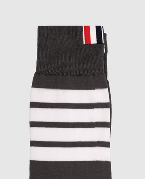 Thom Browne Gray socks with branded stripes MAS023B01690