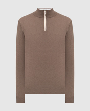 Pini Parma Brown wool and cashmere jumper HZIPTAU