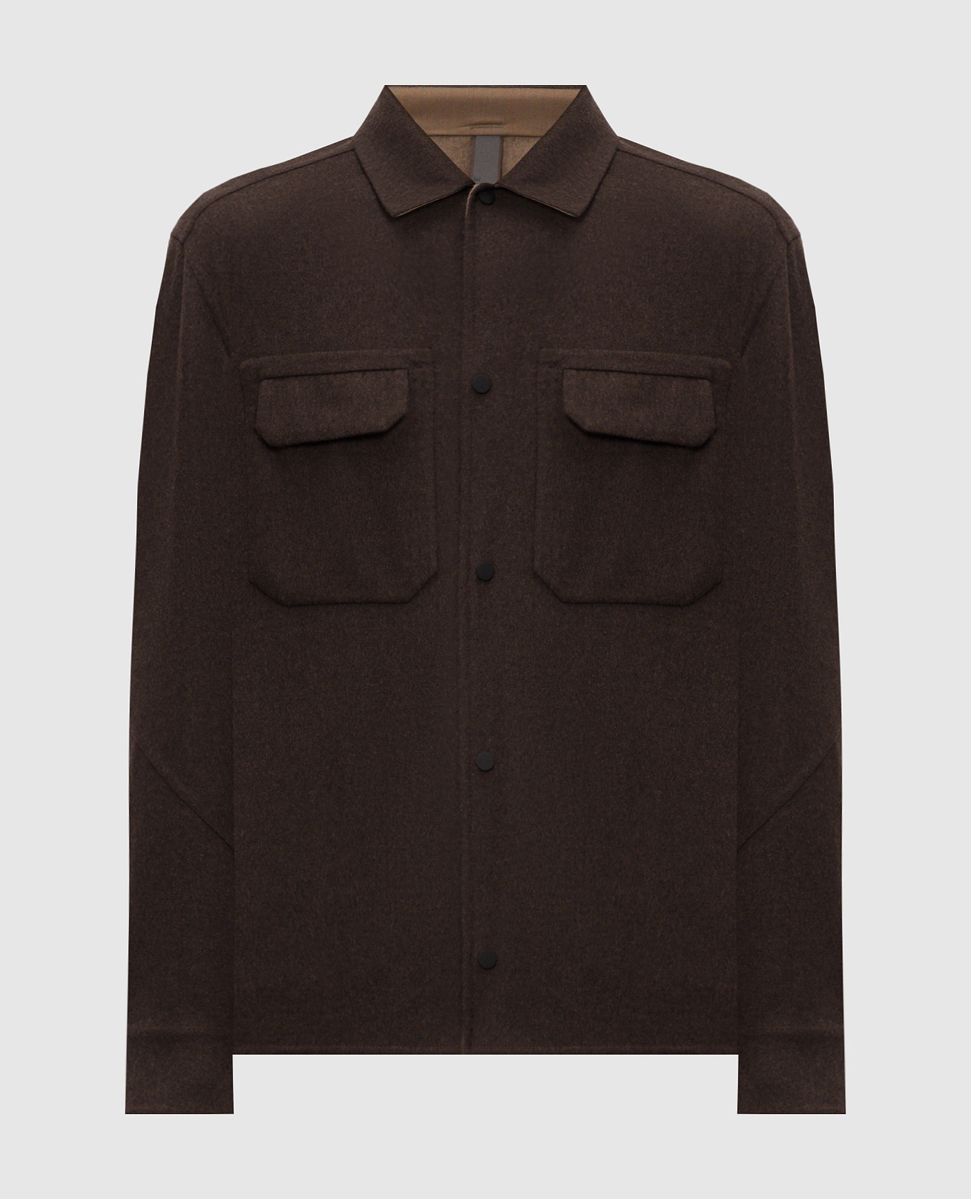 Brown shirt jacket with wool and cashmere