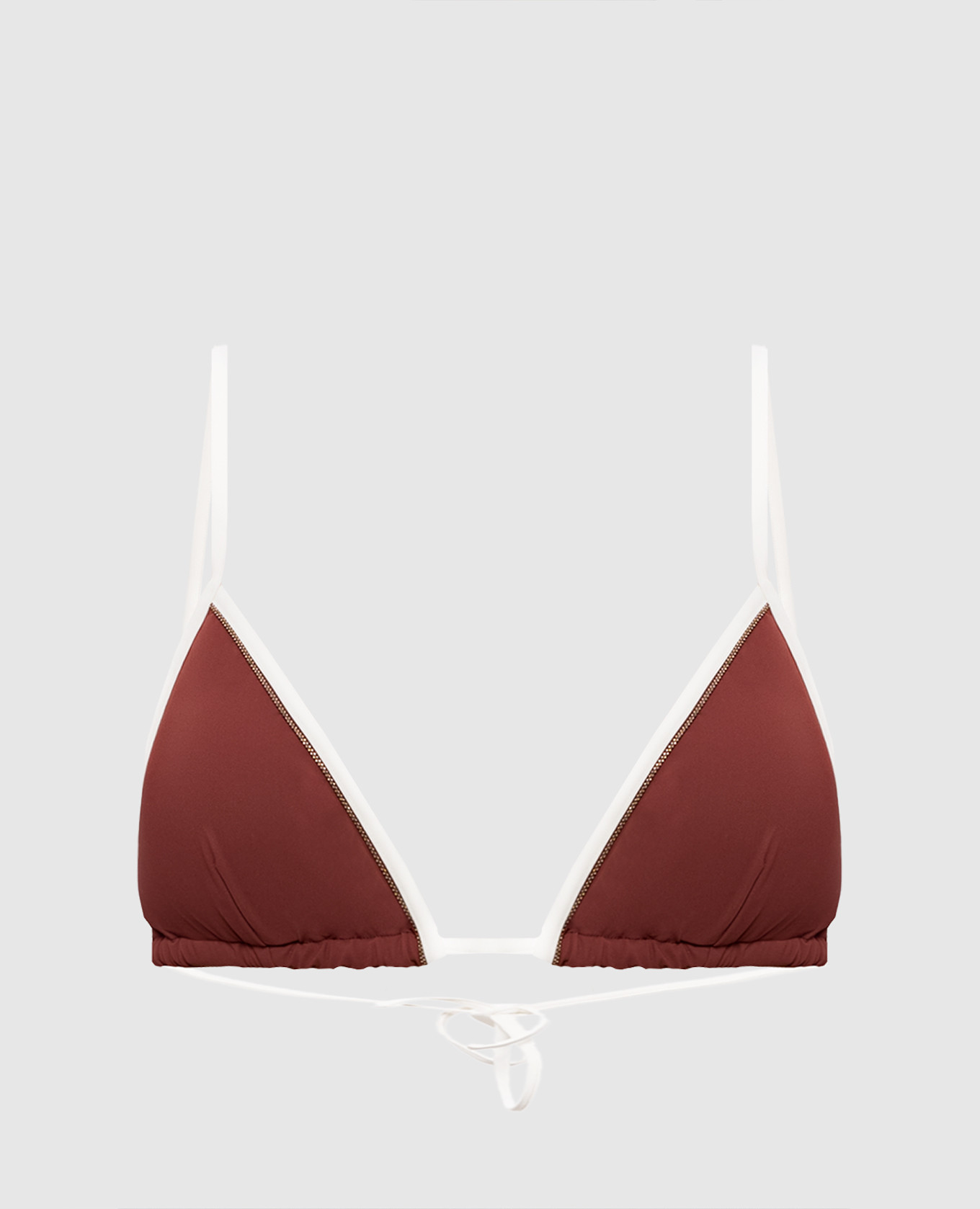 Corpetto da costume da bagno marrone con catena monil