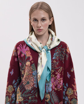 MANTERO 1902 Yellow silk scarf with branded print 0904F0030G59084