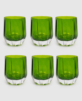 La Reine Set of green crystal glasses DIAMOND 6 pcs DOFDIAMOND