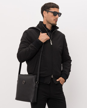 Stefano Ricci Black leather bag with metal eagle head emblem ND156GTUVD