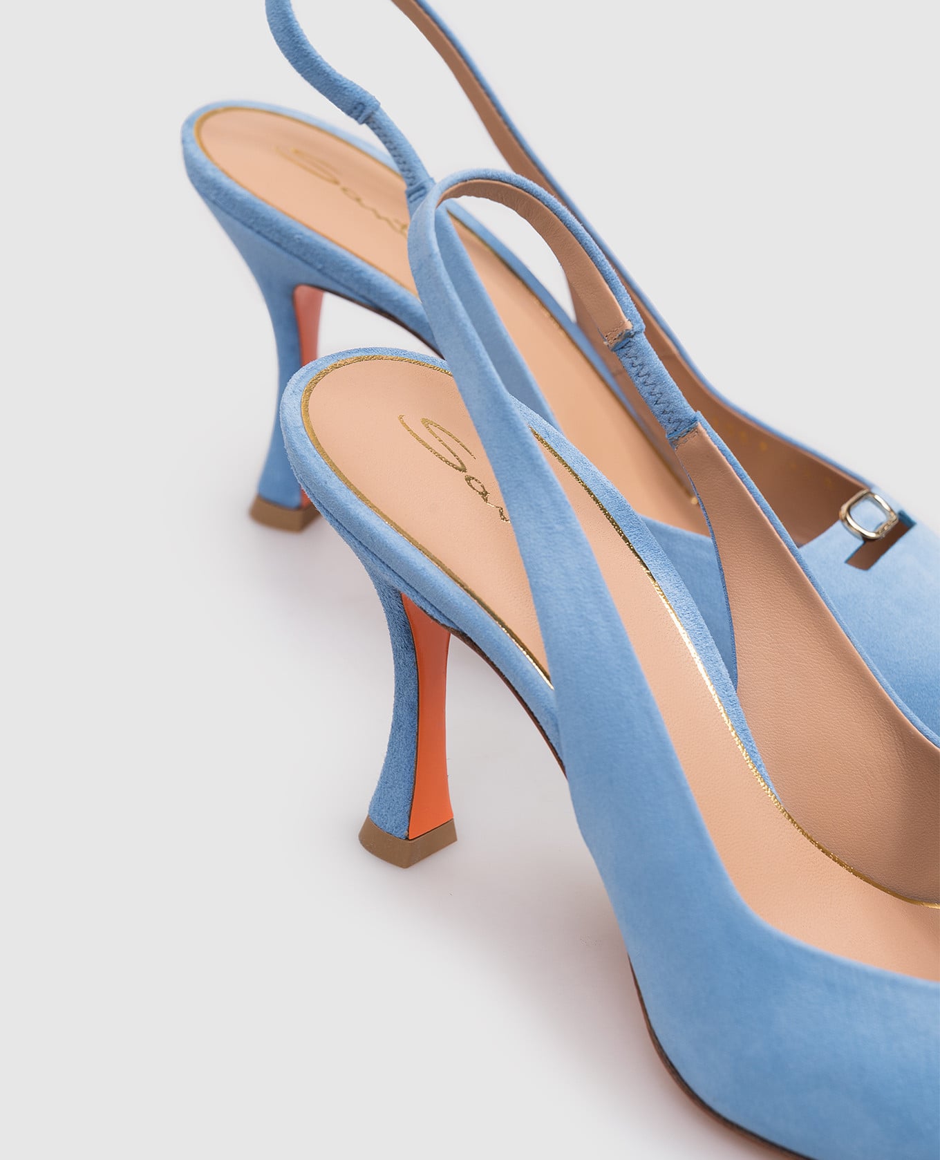 Blue suede slingbacks with buckle Santoni 5