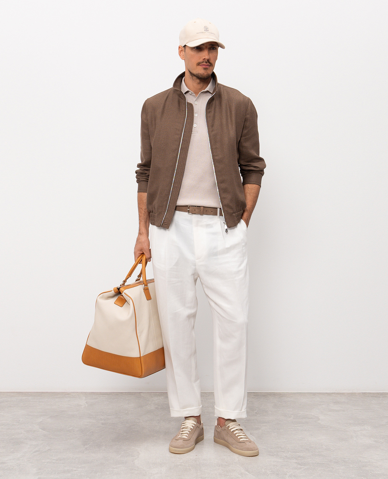 Brown silk, linen and wool jacket Brunello Cucinelli 2