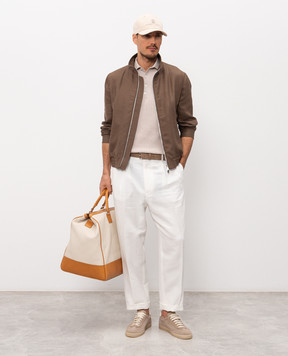 Brunello Cucinelli Brown silk, linen and wool jacket MZ4036580