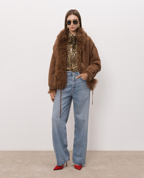 Simonetta Ravizza Giap brown reversible jacket with fur F06JA424MG3