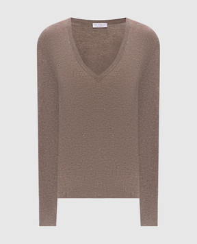 Brunello Cucinelli Brown cashmere top with lurex M9A822212P