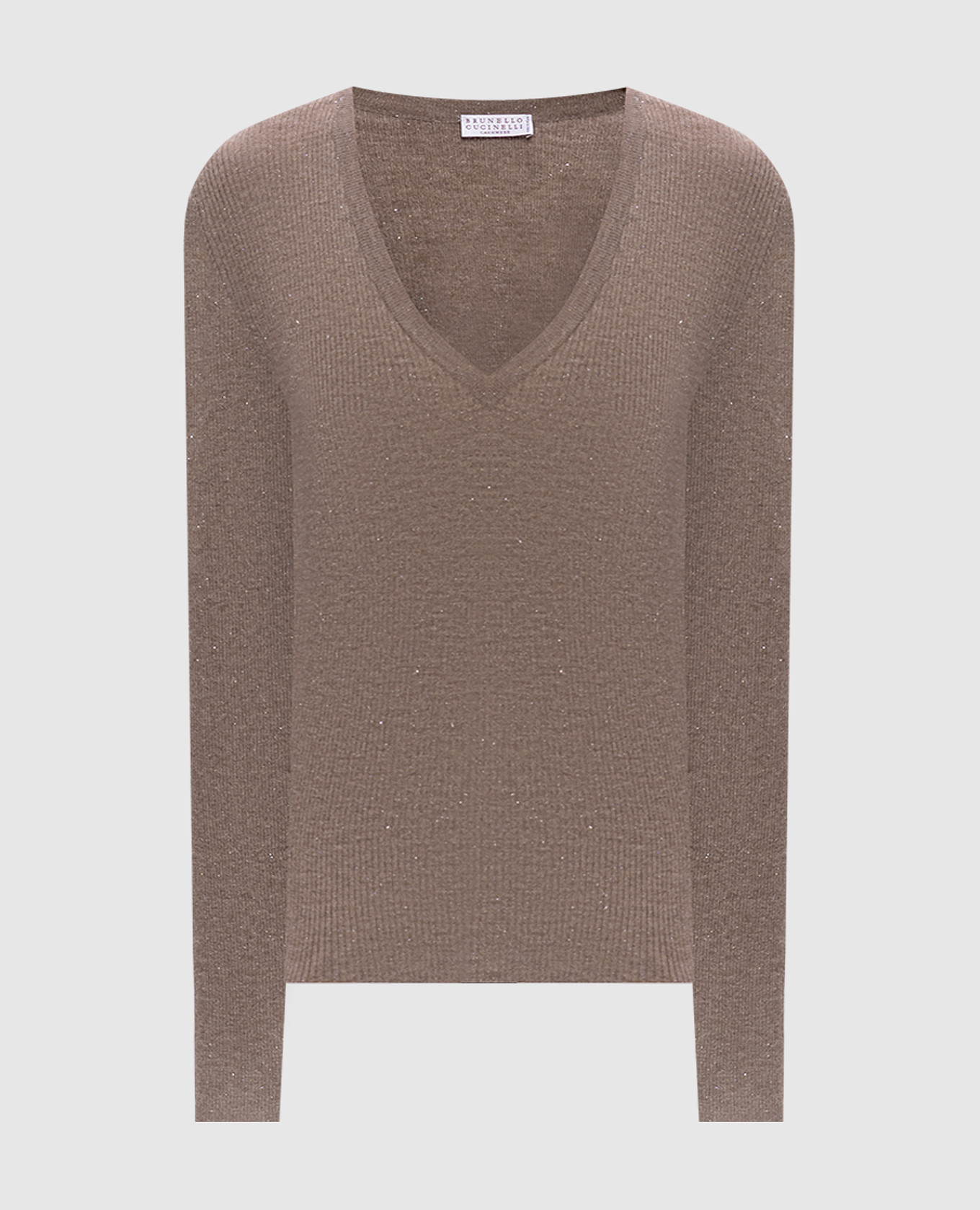 Brown cashmere top with lurex