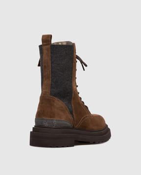 Brunello Cucinelli Suede brown boots with monil chain MZSFG3308P
