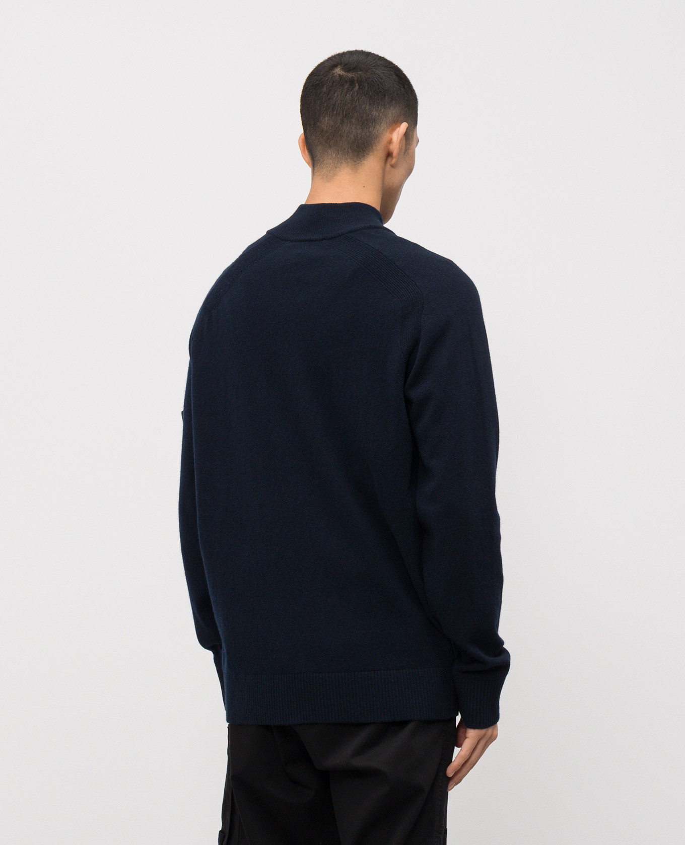 

Blue wool cardigan with logo patch Stone Island