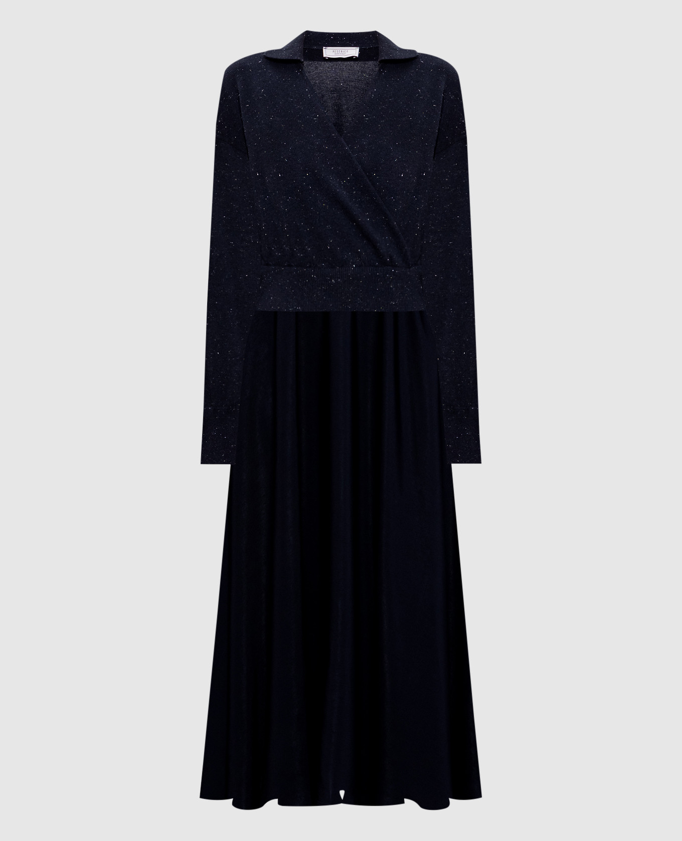 

Blue midi dress with wool and silk double construction Peserico